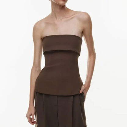 Solid Side Split Bandeau Strapless