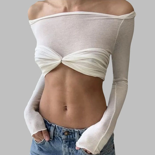 Shell Patchwork See-through Strapless