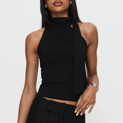 Y2K Mock Neck Solid Color Slim Fit Cami Top