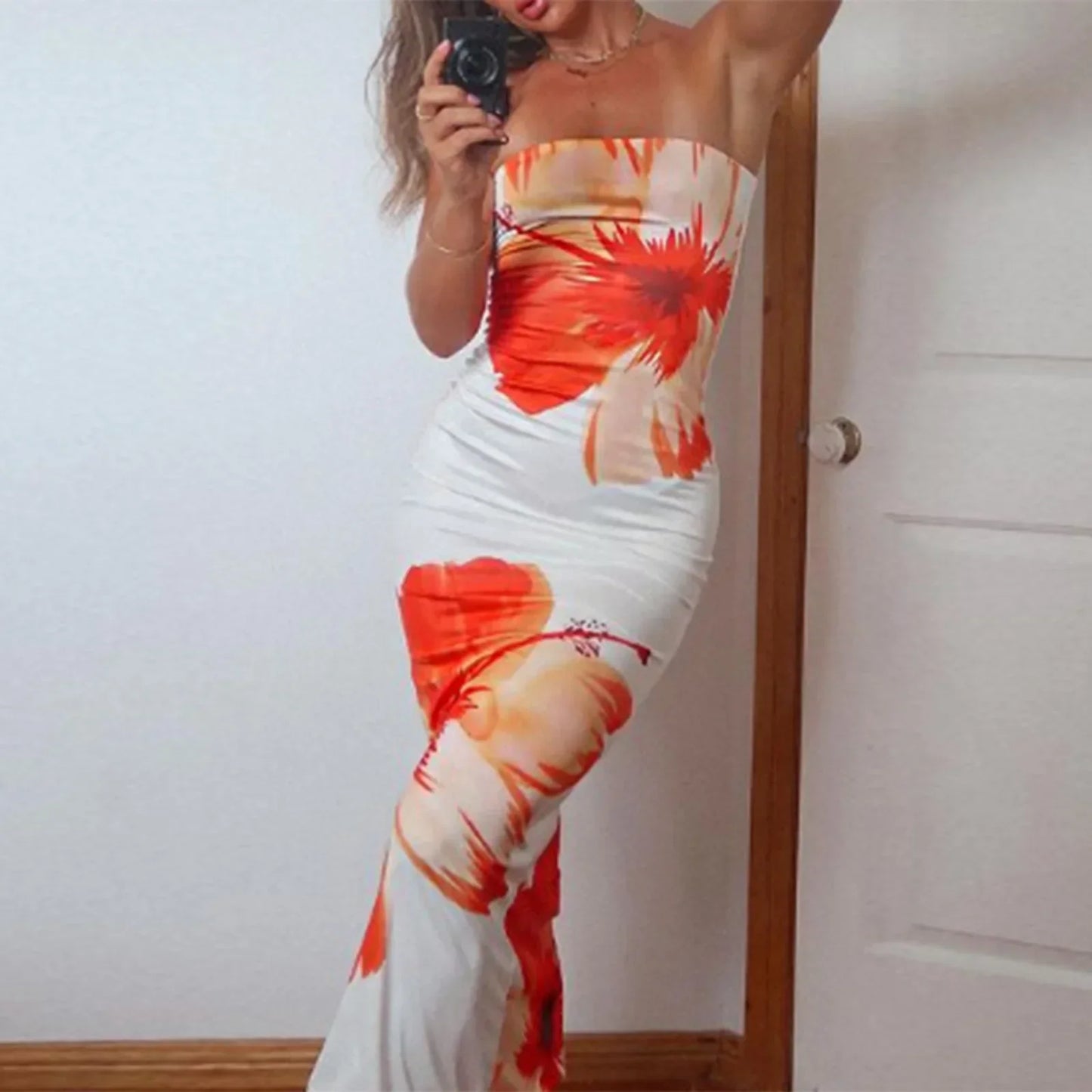 Off Shoulder Tube Party Floral Dress