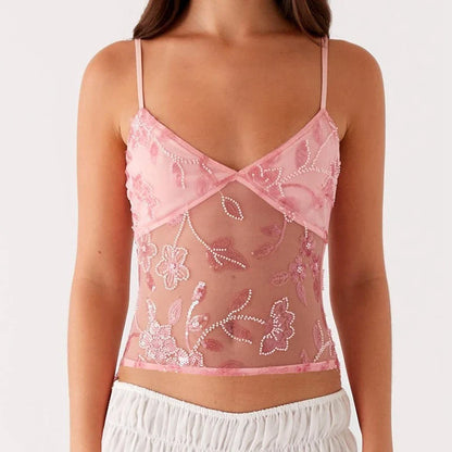 Sequin Sparkly Sleeveless Shirt Cami Top