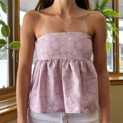 Floral Print Off-Shoulder Strapless