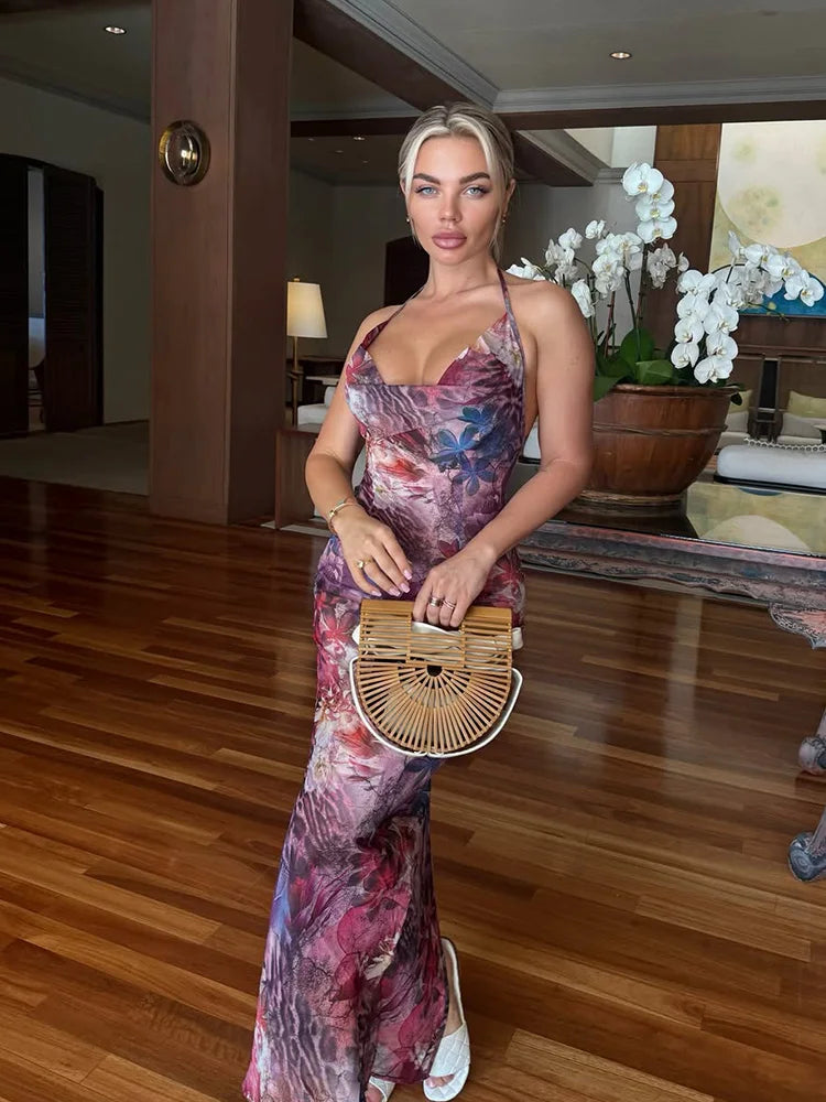 Halter Sheath Club Floral Dress