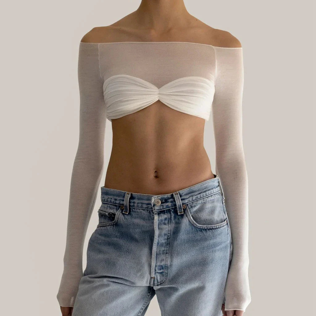 Shell Patchwork See-through Strapless