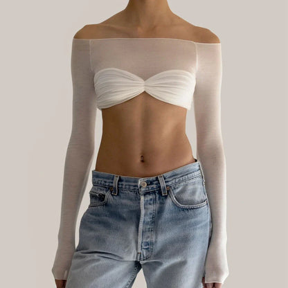 Shell Patchwork See-through Strapless