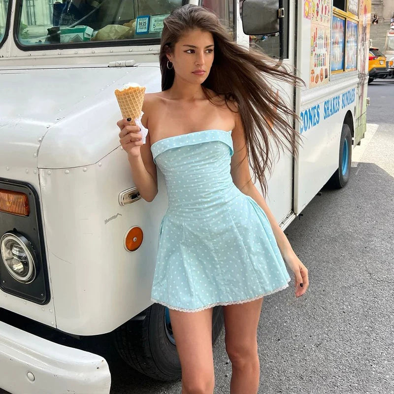 Printed Off Shoulder A-Line Gothic Mini Dress