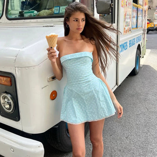 Printed Off Shoulder A-Line Gothic Mini Dress