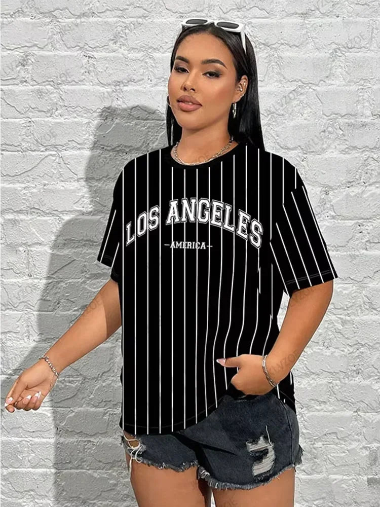 Stripe Print Oversized T-shirt