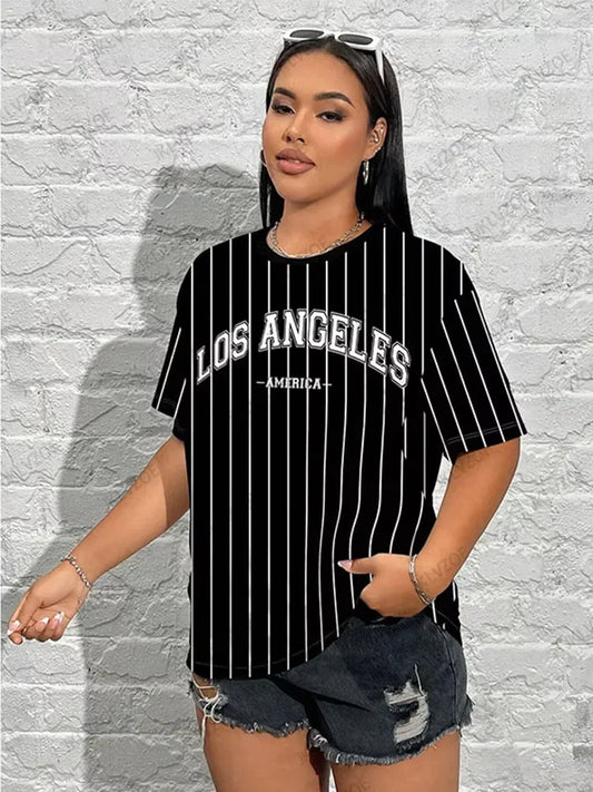 Stripe Print Oversized T-shirt