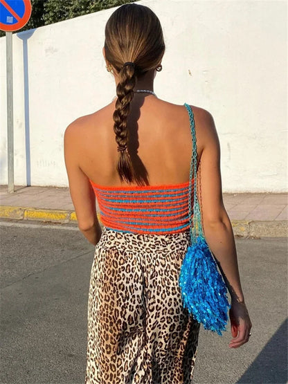 Knit Off Shoulder Bustier Stripe Strapless