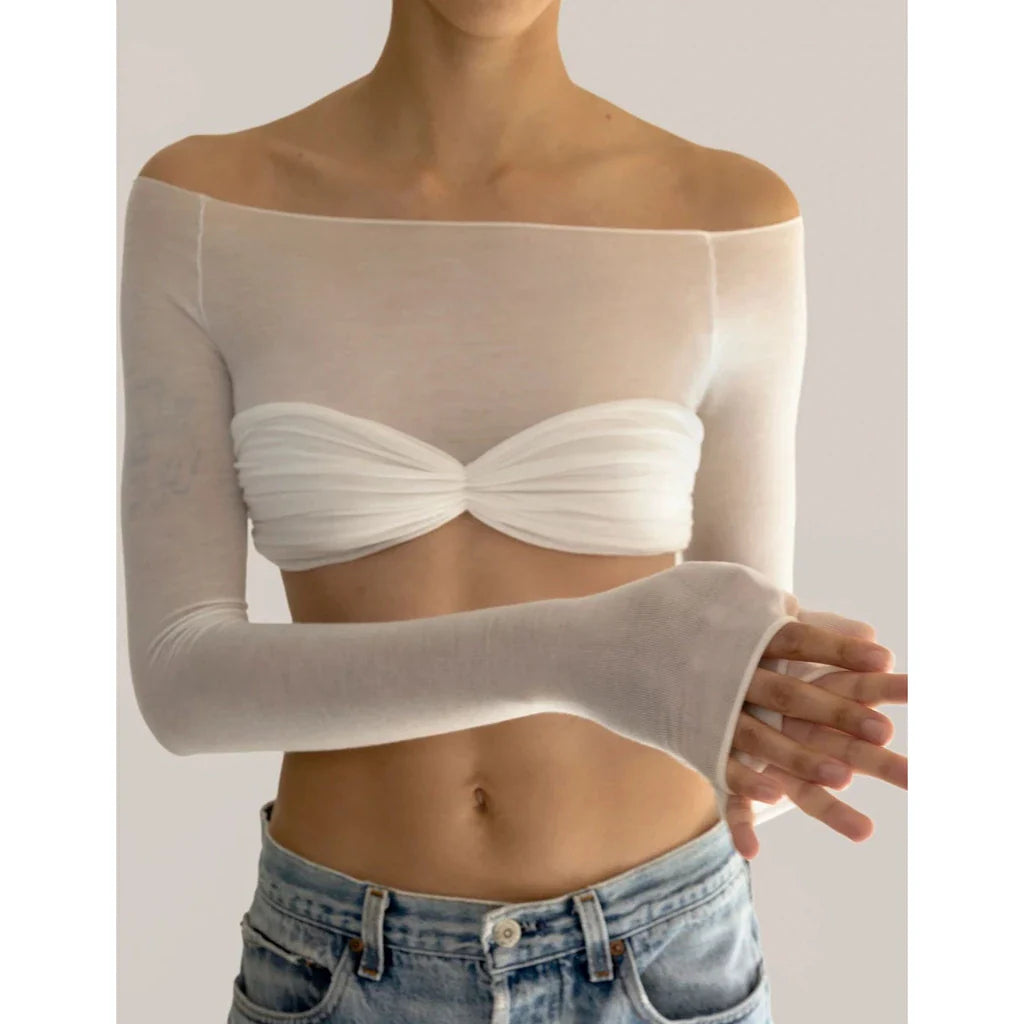 Shell Patchwork See-through Strapless