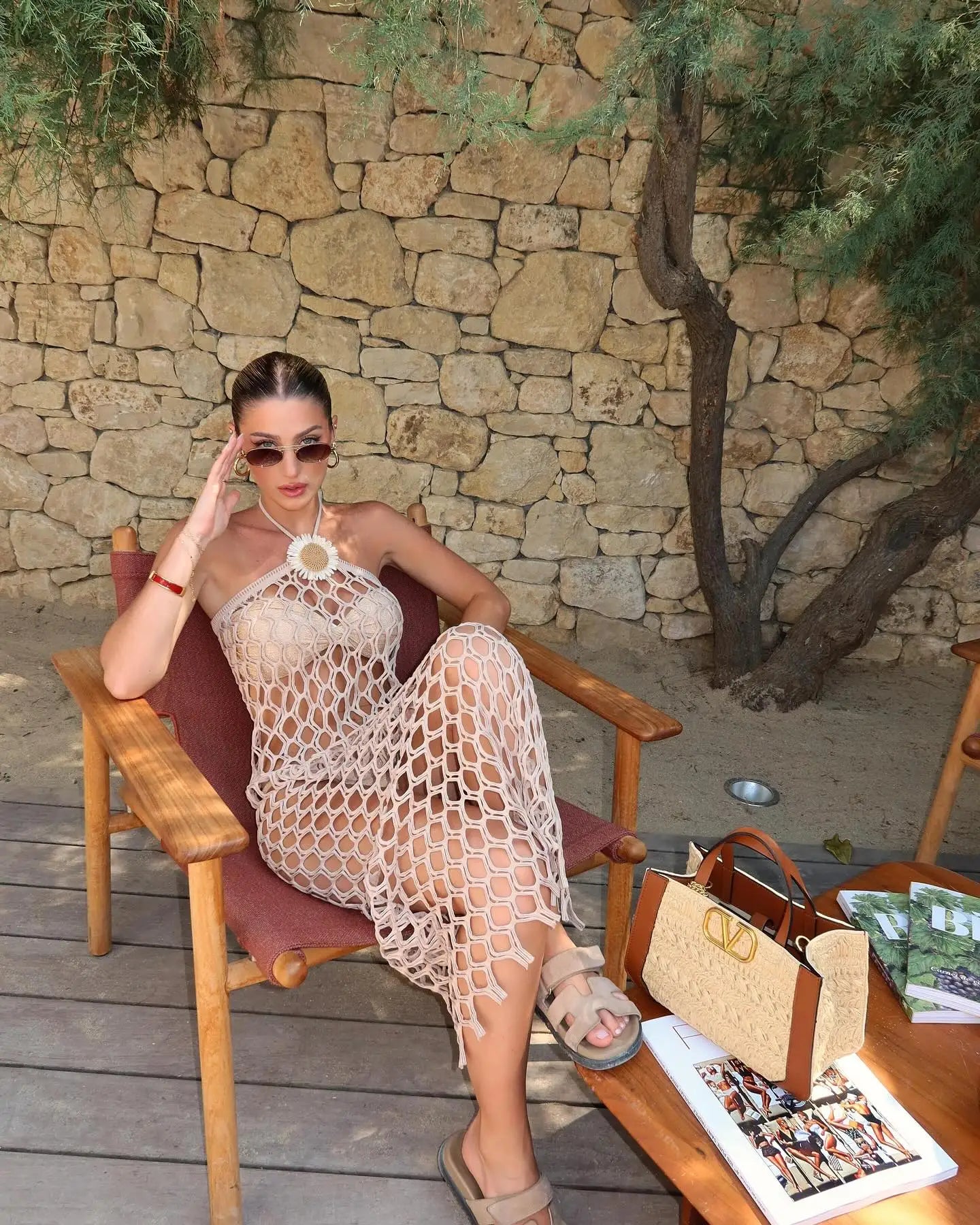 Sunflower Solid Mesh Sexy Three Piece Swim Sets