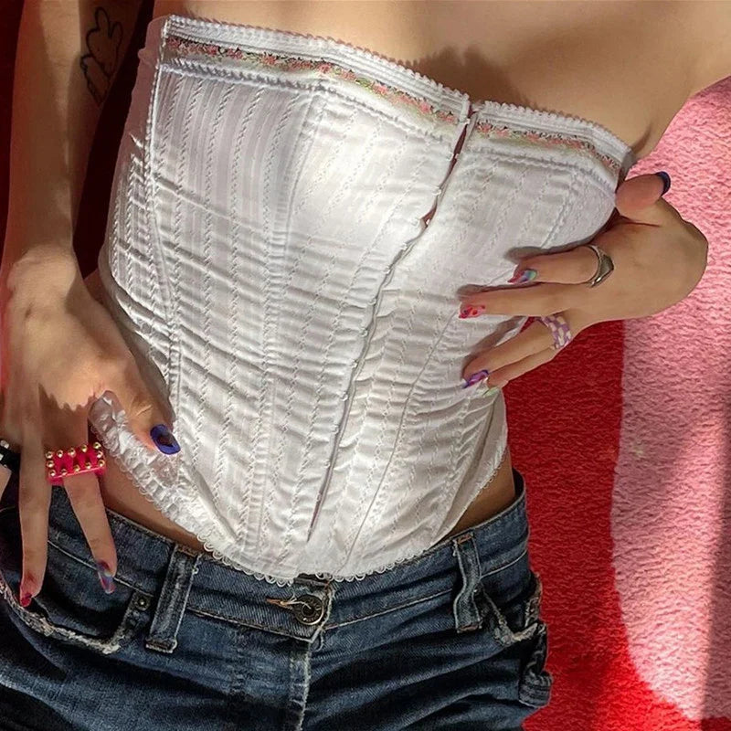 Floral Patchwork Strapless Corset