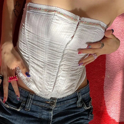 Floral Patchwork Strapless Corset