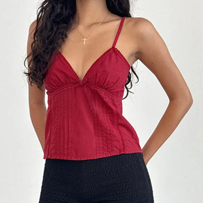 Plain Fashion Bow Harajuku Streetwear Cami Top