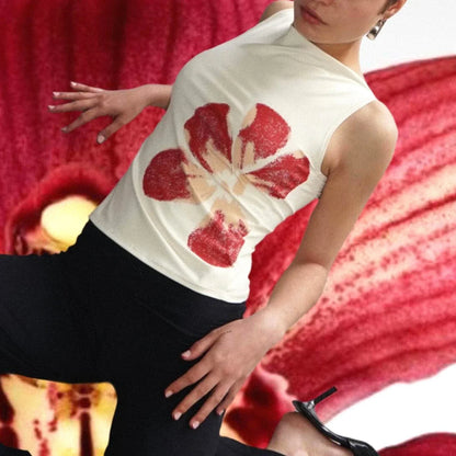 Vintage Flower Print Sleeveless Cami Top