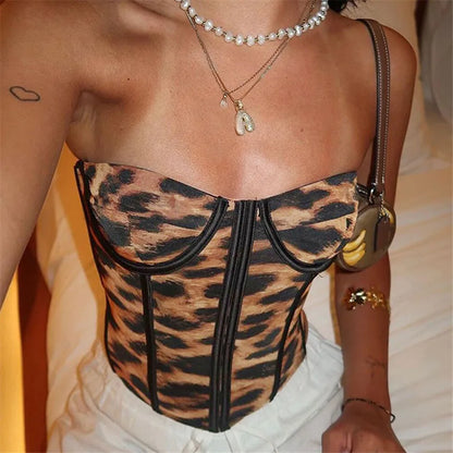 Leopard Print Bustier Strapless
