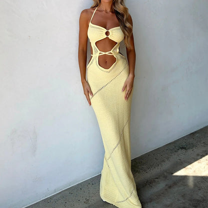 Knit Cutout Halter Maxi Dress