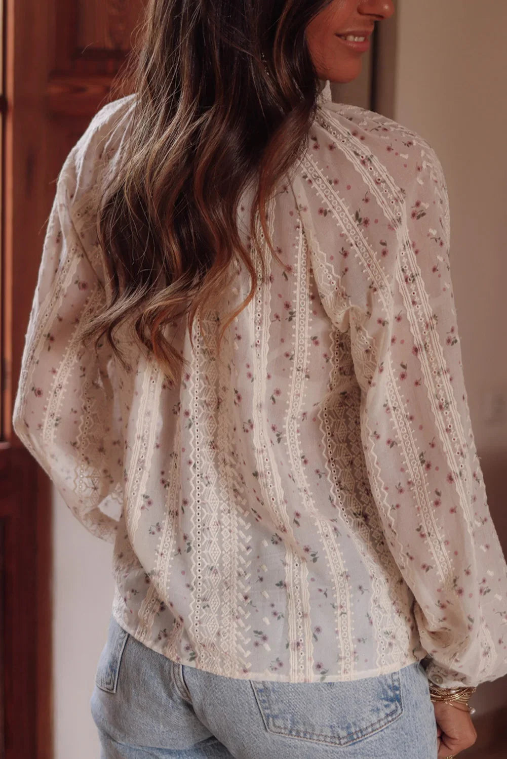 Boho Floral Printed Tassel Blouse