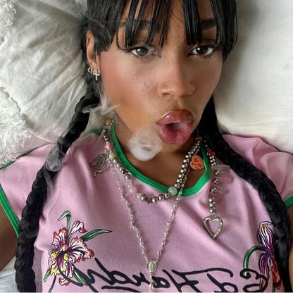 Gothic Style Printed Vest Y2K Crop Top