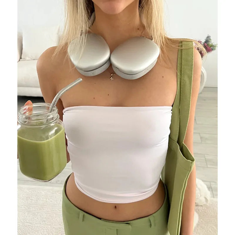 Basic Solid Color Strapless Vest