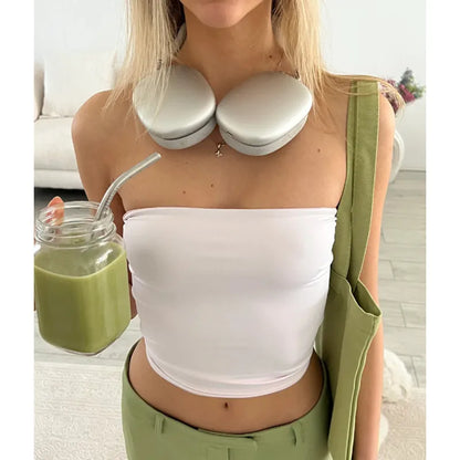 Basic Solid Color Strapless Vest