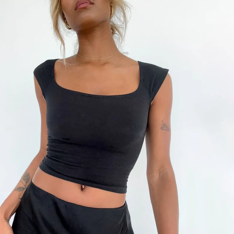 Solid Blue Sleeveless Summer Tank Top