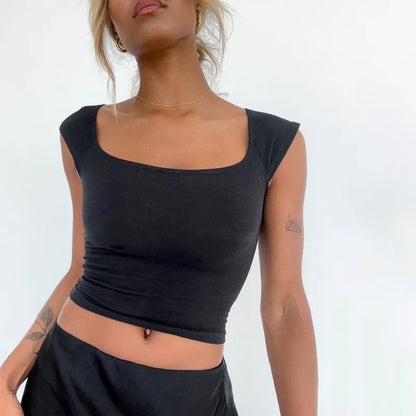 Solid Blue Sleeveless Summer Tank Top