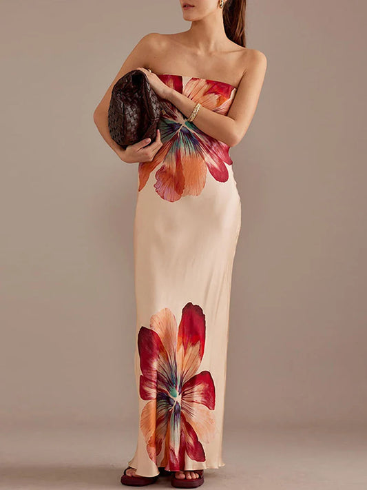 Strapless Backless Party Floral Dress