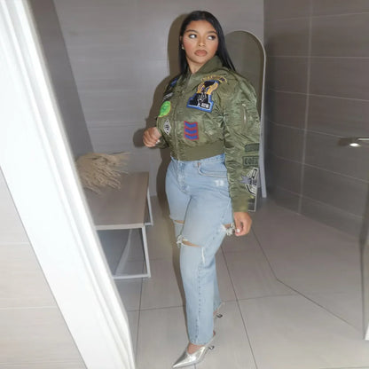 Embroidered Cyber Bomber Jacket