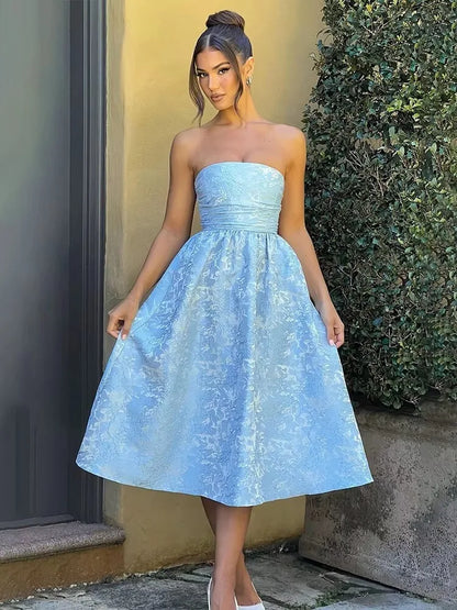 Bow Backless Jacquard A Line Mini Dress