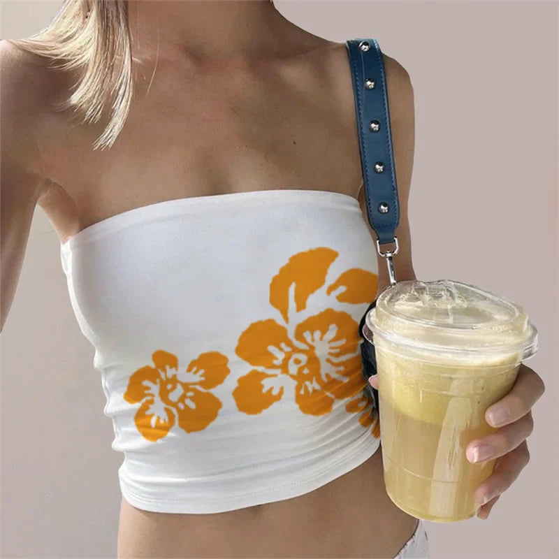 Aesthetic Flower Print Strapless