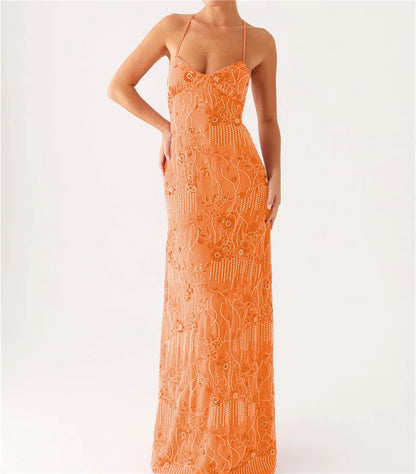 Sequin Beaded V Neck Backless Mini Dress