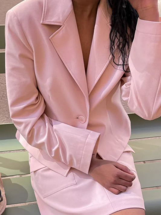 Woven Button Slim Skirt Suit