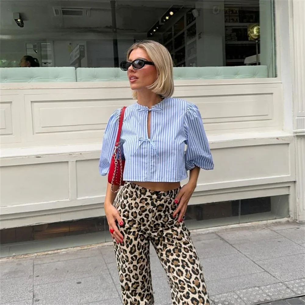 Slim Fit Versatile Bow Poplin Short Blouse