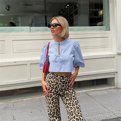 Slim Fit Versatile Bow Poplin Short Blouse