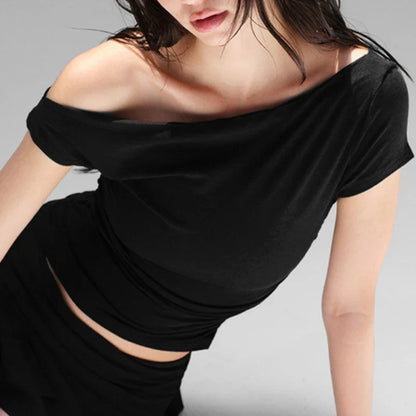 Skew Collar Slim Fit Tee Strapless