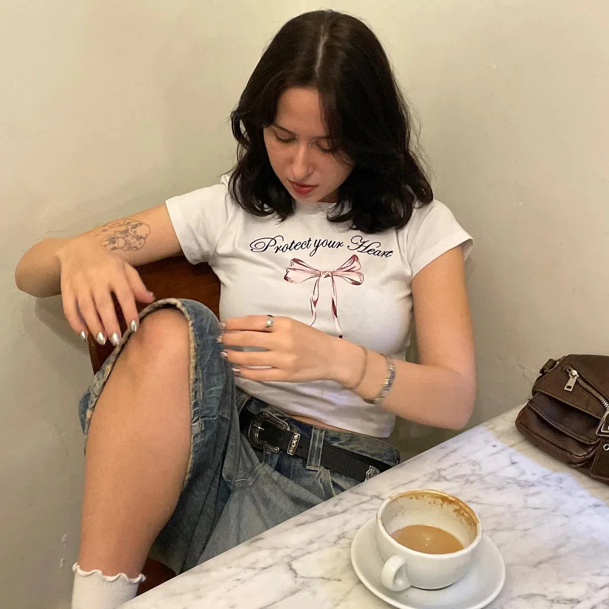 Letter Print Slim Fit Crop Top