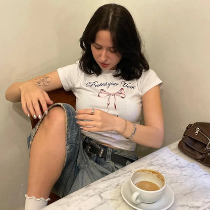 Letter Print Slim Fit Crop Top