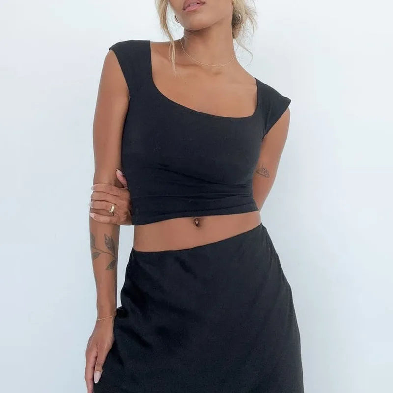 Solid Blue Sleeveless Summer Tank Top