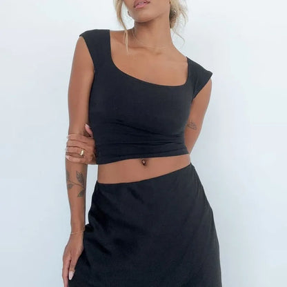 Solid Blue Sleeveless Summer Tank Top