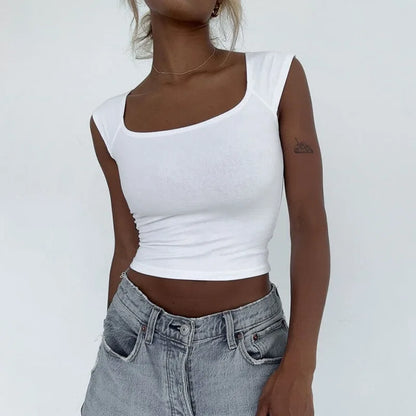 Solid Blue Sleeveless Summer Tank Top