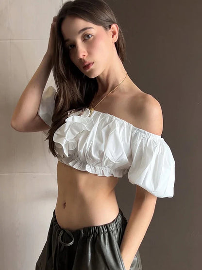 Puffy Applique Solid Midnight Strapless