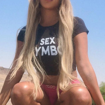 Y2K Aesthetic Letters Print Crop Top