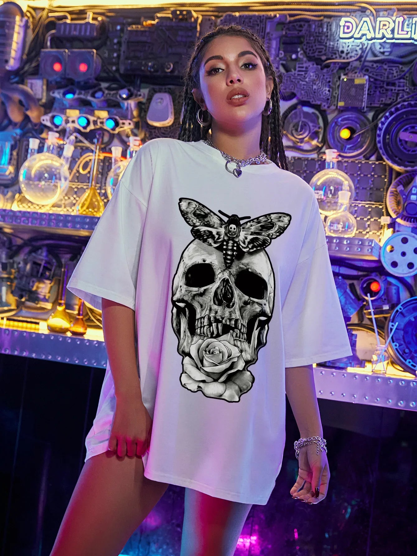 Skull Butterfly Cotton T-shirt