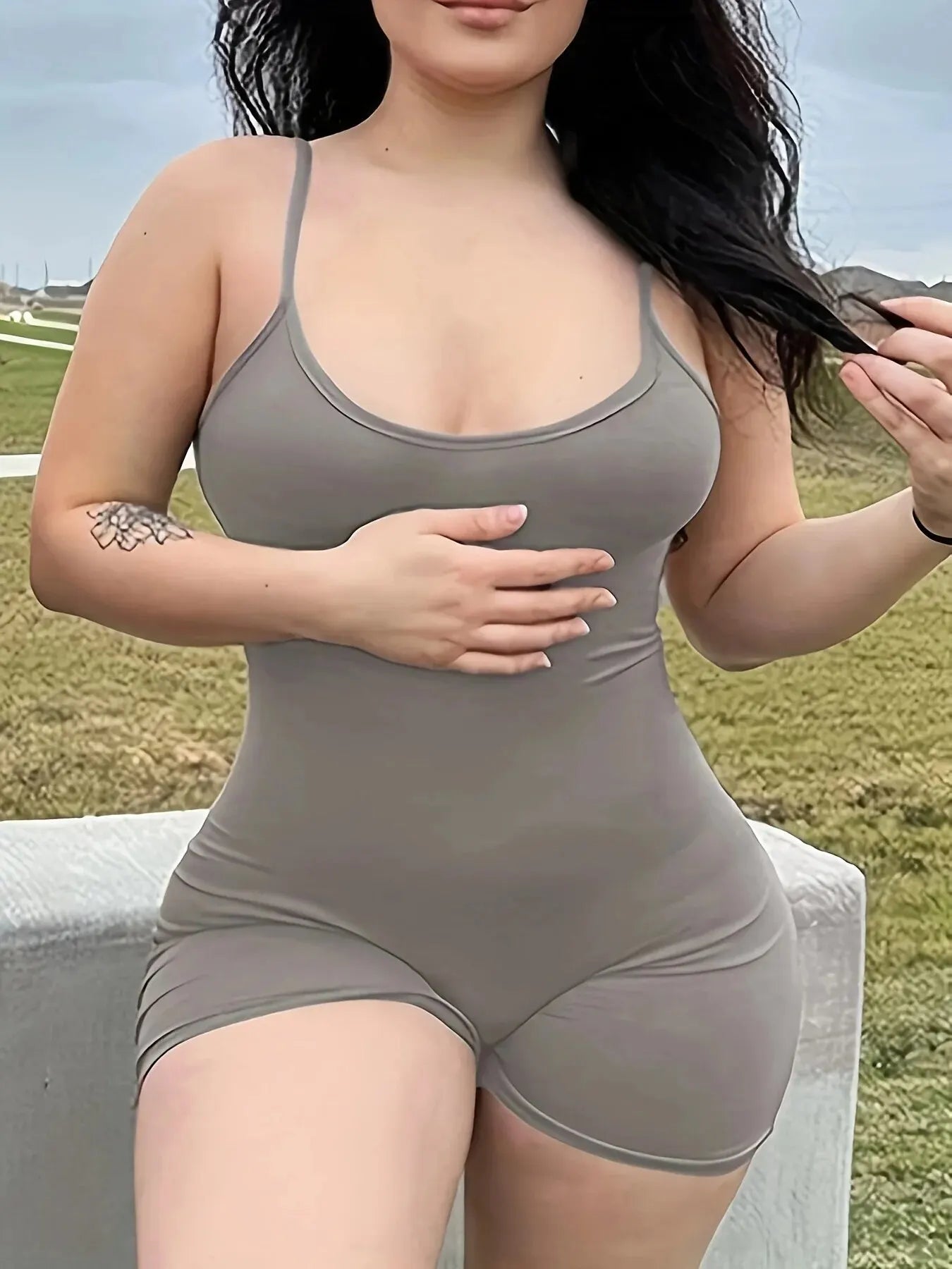 Sleeveless Bodycon Basic Vacation Romper