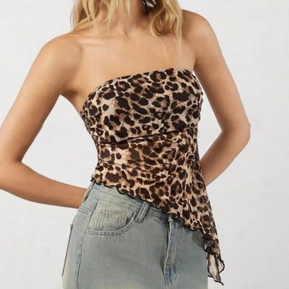 Leopard Triangle Hem Tube Strapless