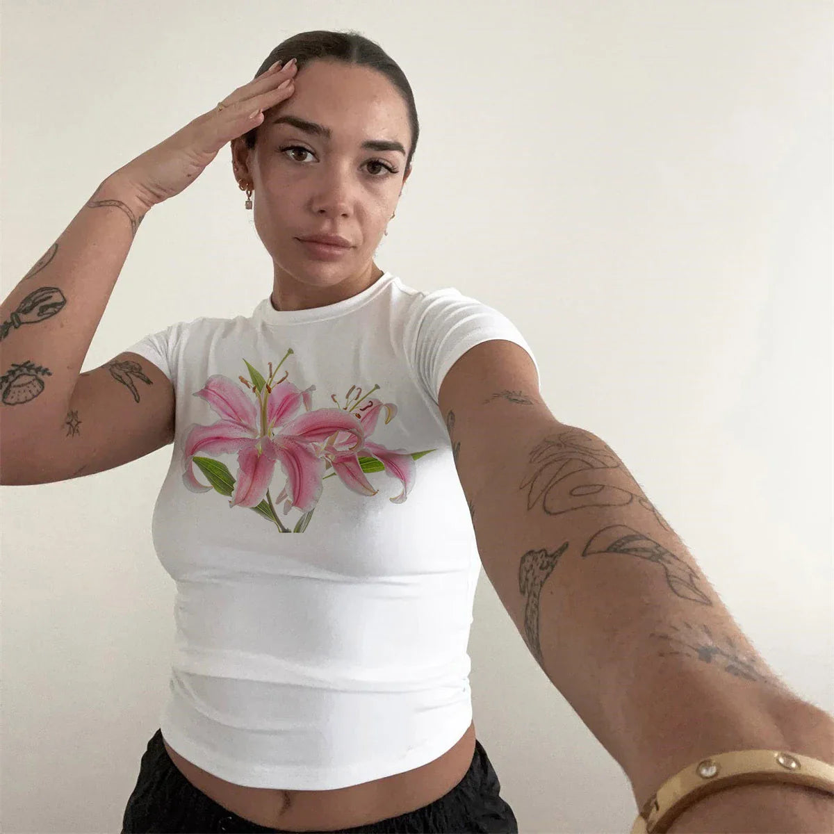 Lily Print Slim Baby T-shirt