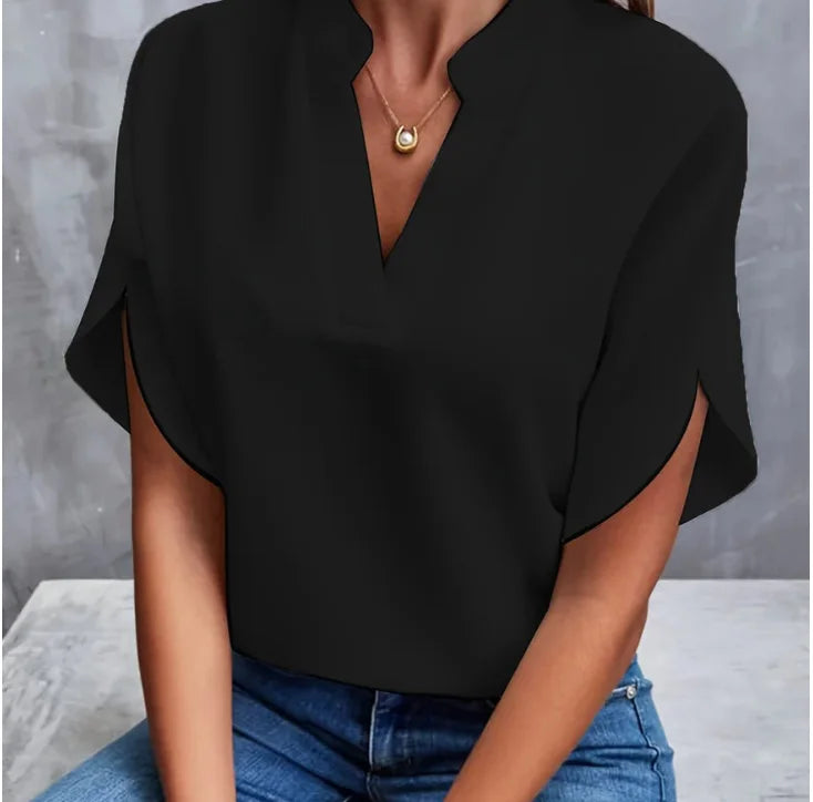 Summer Elegant V-neck Short Sleeve Blouse