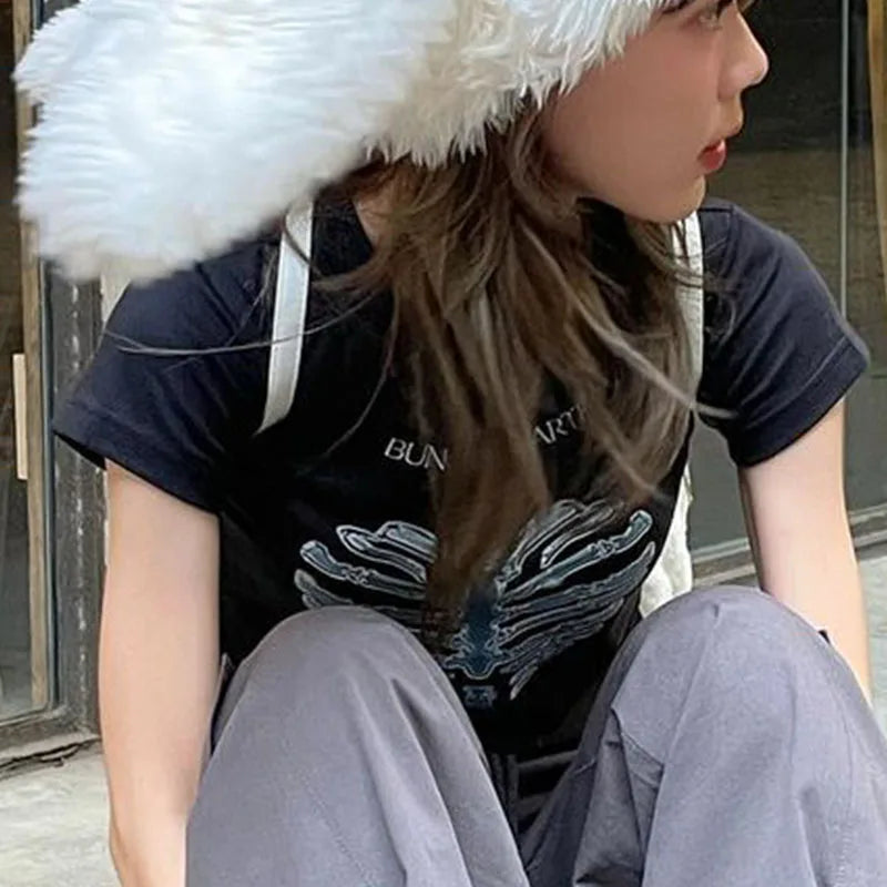 Star Print Casual Retro Crop Top